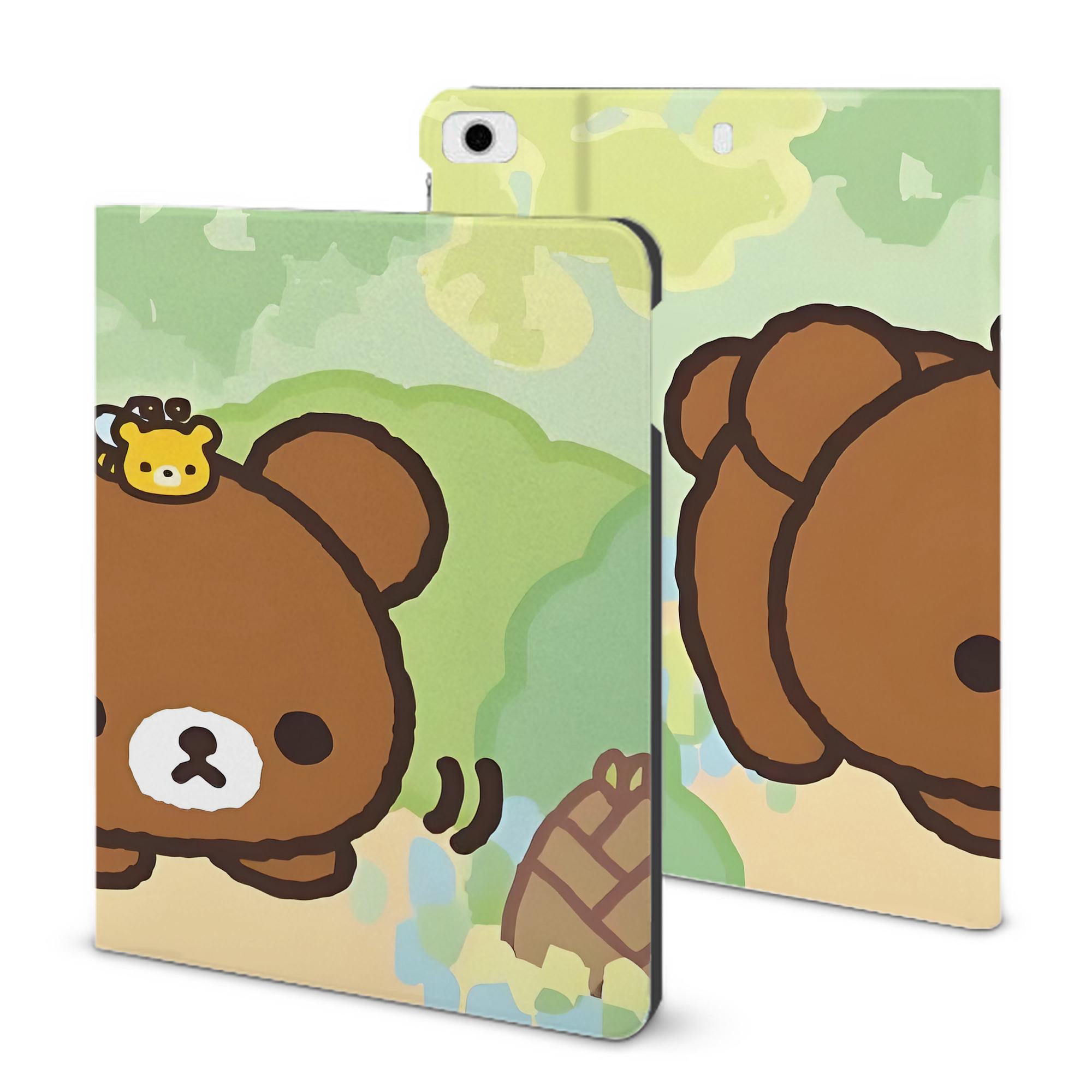 （画像用） リラックマ リラックマ キイロイトリ Rilakkuma Korilakkuma Kiiroitori IPad ケース ブック型 PUレザー TPU 耐衝撃 軽量 薄型 ペン収納なし 全面保護 IPad 各モデル対応